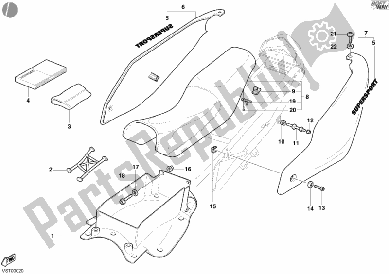 All parts for the Seat of the Ducati Supersport 1000 SS 2003